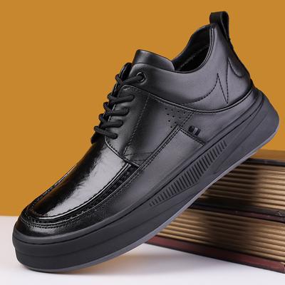 2024 Autumn and Winter New Men's Business Casual Leather Shoes Men's Round Head Lace-up Low-top Shoes High-top Shoes Men's Shoes 87115