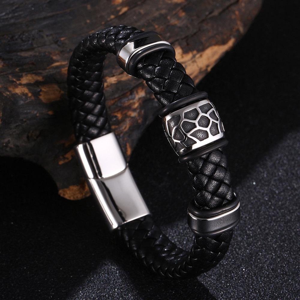 Titanium Steel Men's Multicolor Leather Bracelet