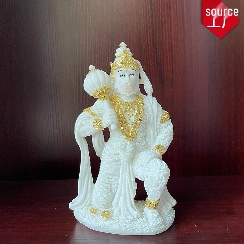 Handmade Hanuman Sun Wukong Resin Statue: Divine Monkey Ornament from India ML1905202300
