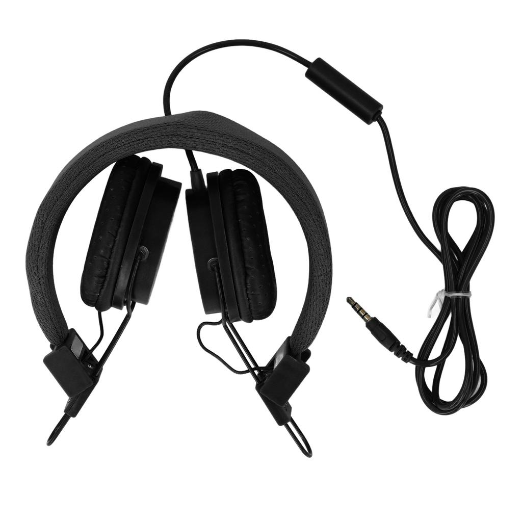 3.5mm Wired Headset with Mic Stereo Foldable Adjustable Headband Inline Control for Music Calls Games Compatible with
