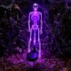 Wasserdichte Rasenpfähle Solar Skelett Gartenpfahl Licht, Halloween 3D Leuchtender Schädel Vorgarten Spukige Displays Dekoration mit LED, Außenlampe