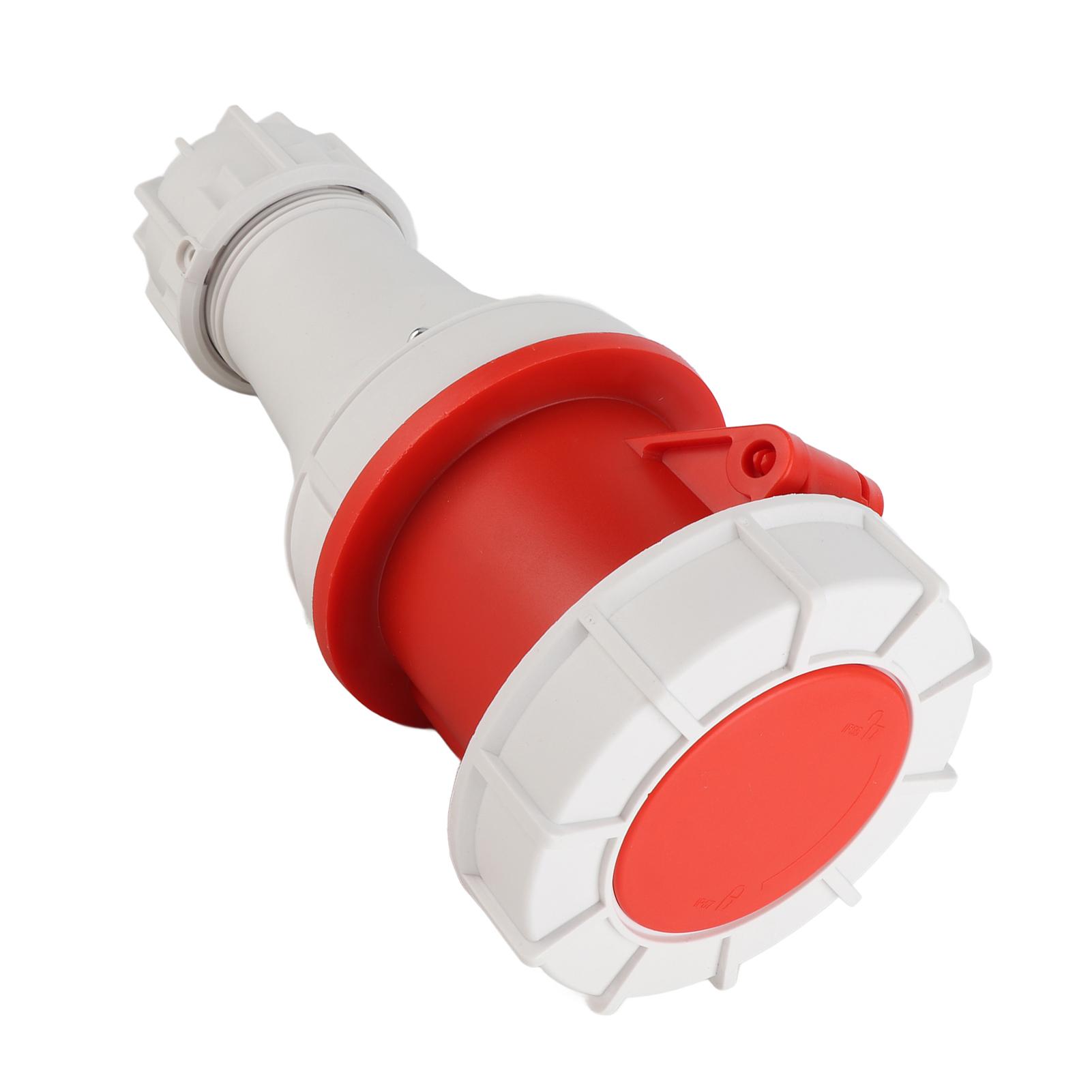 

5 Pin Industrial Plug 63A Stable Waterproof Compact Aviation Plug for Breweries Workshops Camping Red