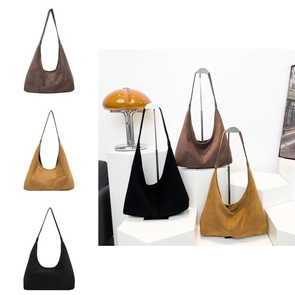 Large Capacity Stylish Vintage Suede Shoulder Bag For Women In Classic Black And Brown Tones Ideal For Everyday Use