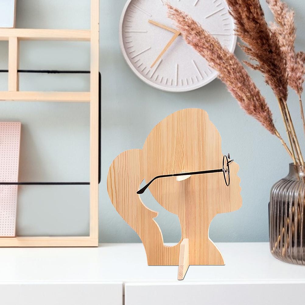 Wooden Eyeglass Spectacle Holder Head Shaped Eyeglass Display Stand Display Rack Home Office Desk Decor Christmas Gift
