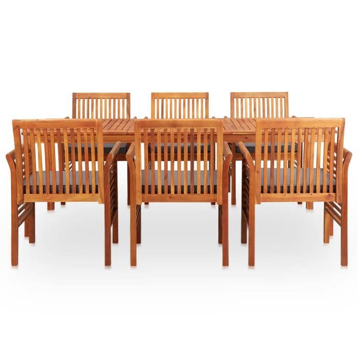 Maison Exclusive - Ensemble à manger d'extérieur 7 pcs et coussins Acacia solide