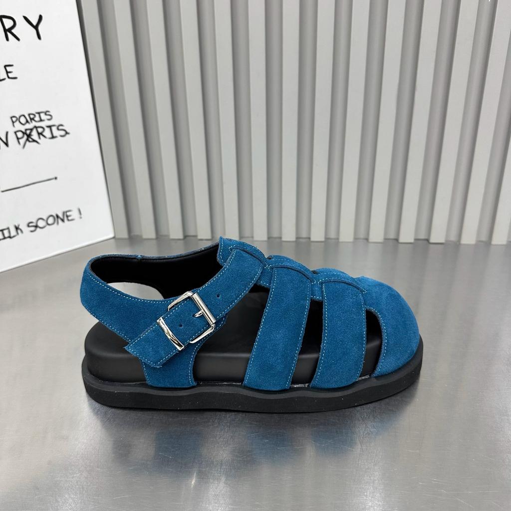 European Thick-soled Bag Head Roman Sandals Women's 2025 Summer New Muffin Bottom Retro Woven Hollow Pig Cage Shoes