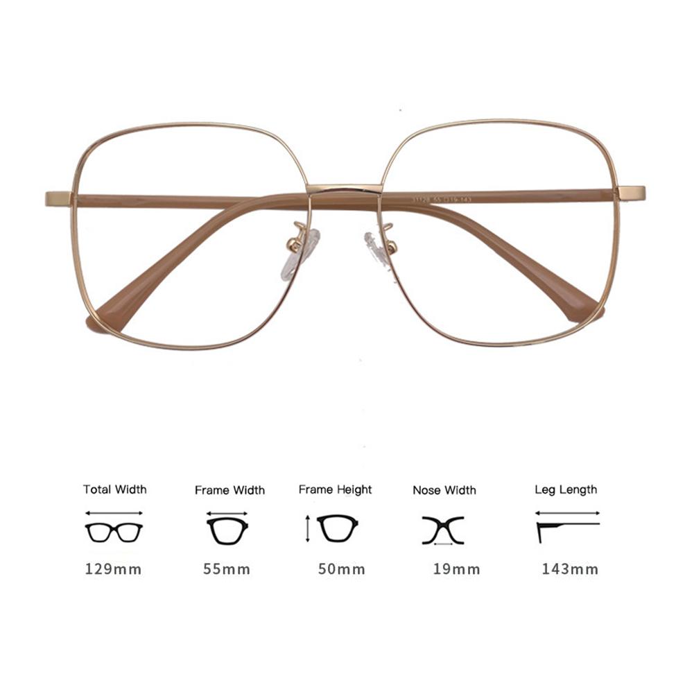Fashion Large Frame Anti Blue Light Glasses Metal Frame Glasses Lightweight Comfortable Transparent Glasses For Women Men