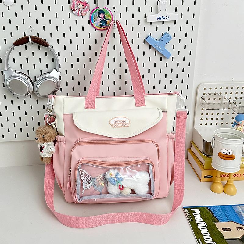 Small fresh, sweet, high-value contrasting color make-up bag, light messenger bag for girls' casual class