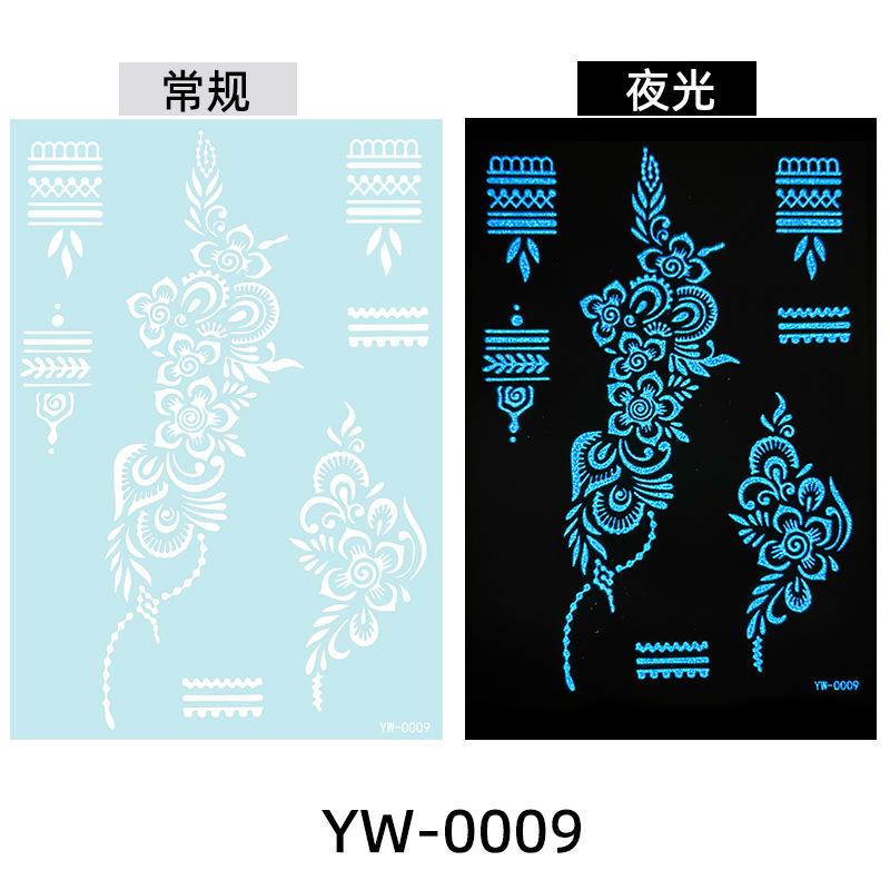 Glow In The Dark Indian Lace Tattoo Stickers - Henna Style Hand Body Art