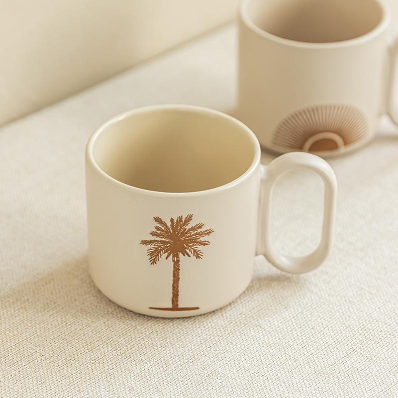 Becher Geprägte Keramiktasse Tasse Haushalt Hoher Wert Wasserbecher Kaffeetasse Milch Frühstückstasse