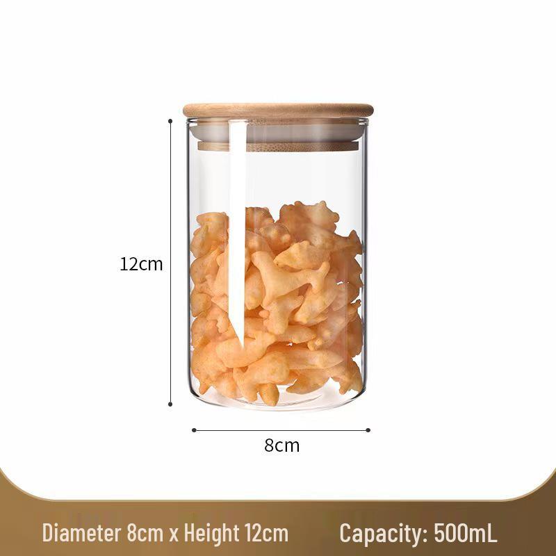 Borosilicate Glass Storage Jar with Bamboo Lid for Cereals, Grains, and Coffee Beans