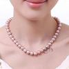 C-Girls Pearl Shop - Formal Occasion Necklace with Hanadama Pearls, Classic 8mm Pearls, 45cm Length, and Earrings Set, Pink. All items include gift