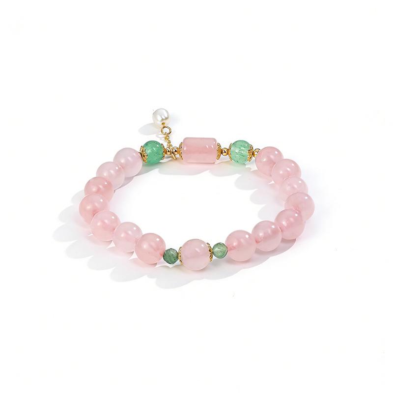Arvaleff Green Strawberry Crystal Bracelet: Natural Stone, Chinese Style, Fashionable Lightweight Design