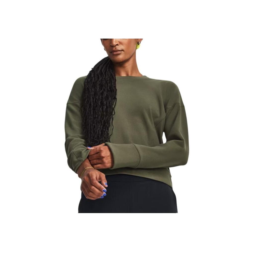 Under Armour Meridian Cold Weather Solid Color Crew Neck Sports Sweatshirt Women Sweatshirt Green 1379880-390