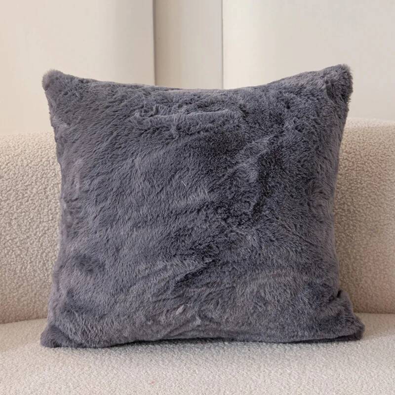 Soft Fluffy Solid Home Fuzzy Pillowcase Decorative Cushion Covers Faux Fur Solid Square Throw For Bed Sofa Car Girl Room