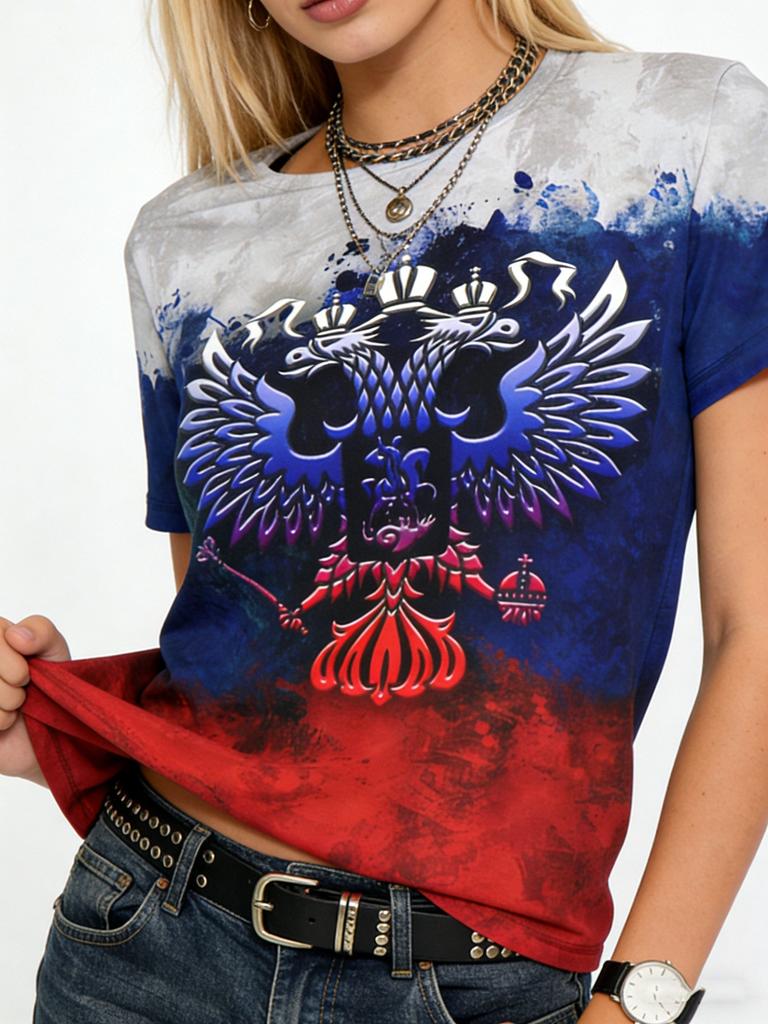 Russian T-Shirts CCCP Floral 3D Print Women's Short Sleeve Round Neck T Shirt Oversized Harajuku Tees Y2k Tops Female Clothing