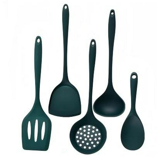 5-Piece High Temp Silicone Spatula & Ladle Set for Non-stick Cookware