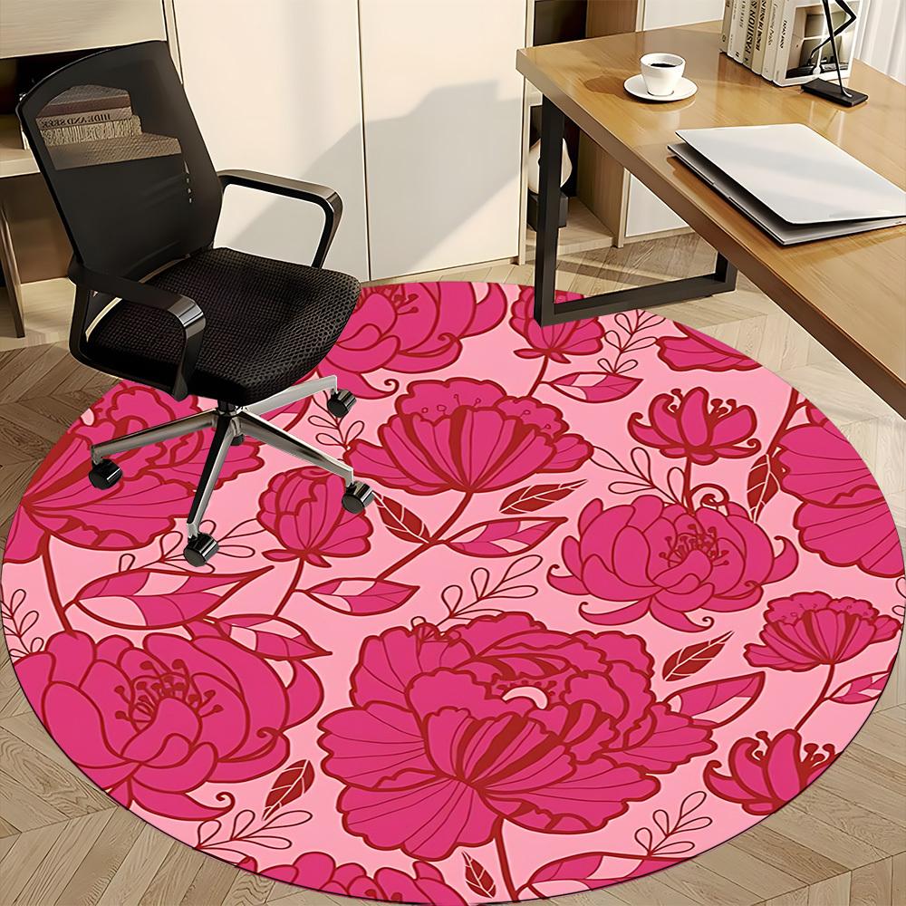 1pc Floral Pattern Chair Carpet for Office, Non slip, Soft and Durable Office Rug for Interior Decoration