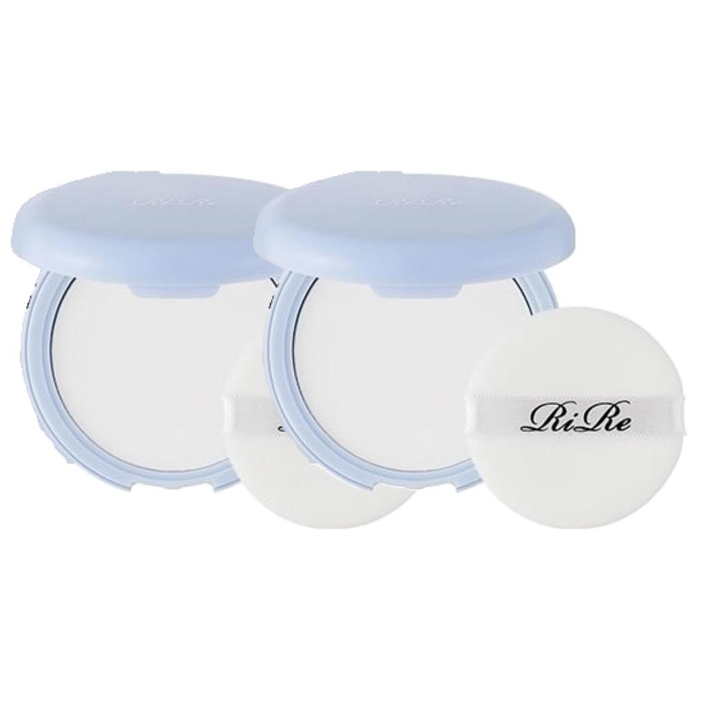 RiRe Fixing Powder Pact Oil Control & Pore Blurring Finish Powder, 12g (Pack of 2) / RiRe TECA Madecassoside Cream Hydrating Soothing 10g