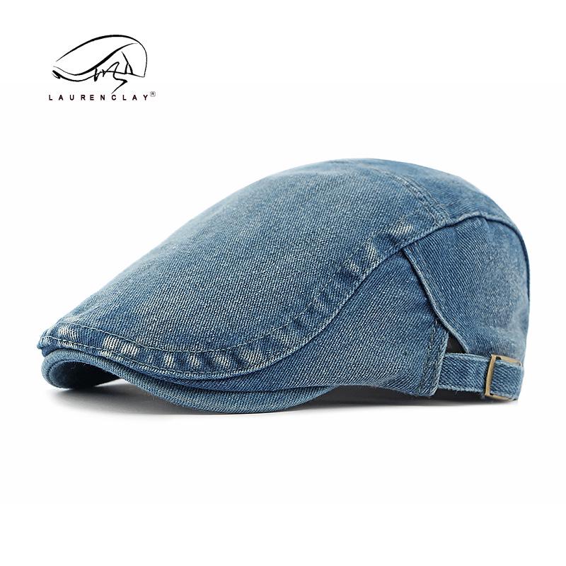 Unisex Korean Style Cotton Denim Beret - Retro Duckbill Newsboy Cap
