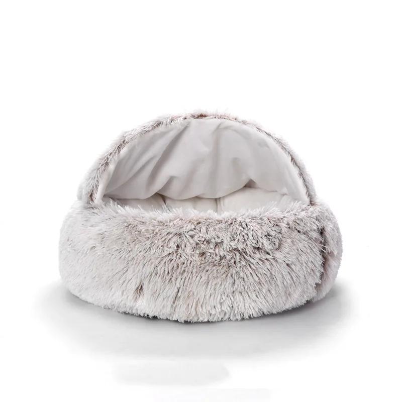 

Новая теплая кровать для собак и кошек, круглая, длинная, плюшевая, кошачий домик, пещера, подушка для котенка, корзина, спальный коврик для кошек, гнездо для маленьких собак, чихуахуа 40CM серый