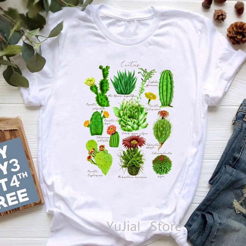 

Cactus Flowers Plant Print T-Shirt Women Aesthetic Clothes Harajuku Kawaii White Tshirt Femme Summer Fashion T Shirt Female XXXL білий