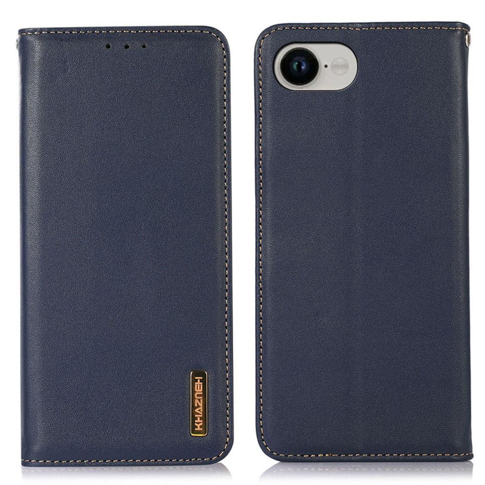 KHAZNEH For iPhone 16e Case Wallet Genuine Cow Leather Phone Cover Nappa Texture
