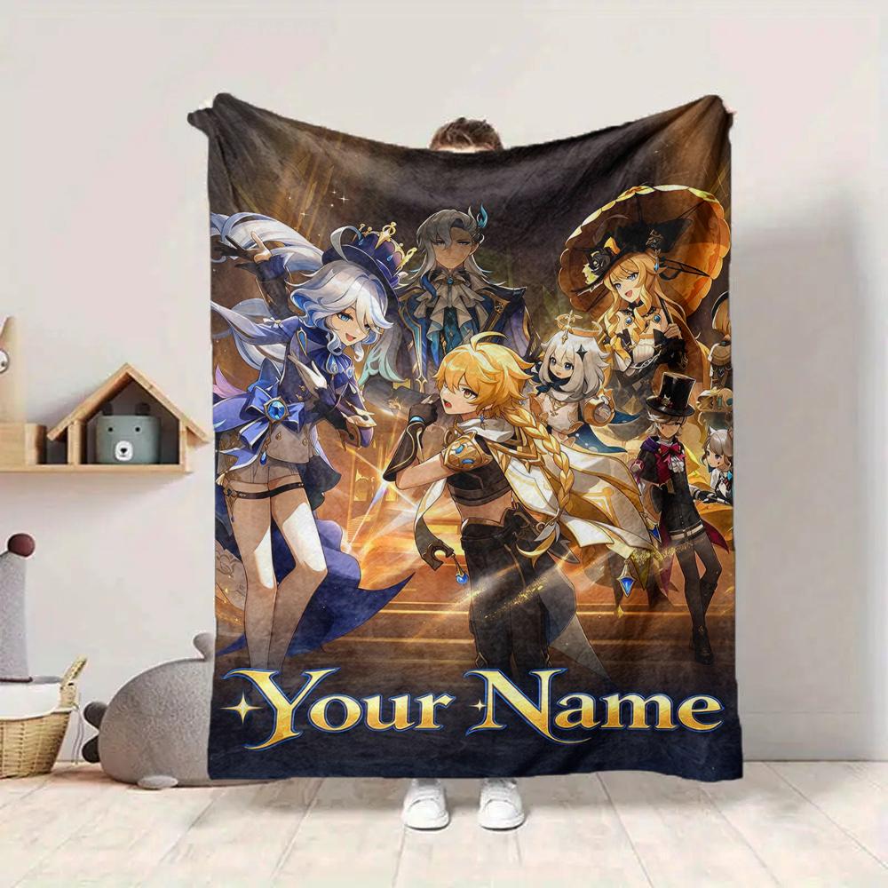 Custom 1Pc Grand Fantasy Stage Name Fleece Flannel Blanket Soft Warm Cozy Office Throw For Bedroom Couch Travel Birthday Xmas Gift