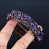 Amethyst Cuff Bracelet Real Gemstone Bangle, Copper Electroformed Bracelet Handmade Jewelry, Adjustable Bangle For Gift Women Jewelry
