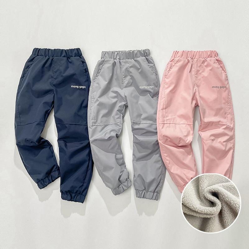 4-16 Years Kids Windproof and Waterproof Fleece-Lined Pants Loose Fitness Pants