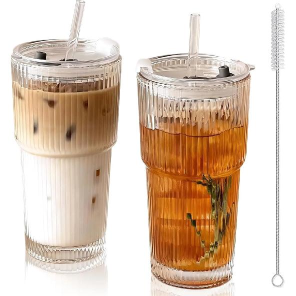 Aesthetic Textured Glass Cup – Premium Soda Lime Glass Tumbler for Cocktails, Juice & Water