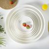 Set of 4 Ceramic Plates: Dinner, Rice, Soup, Deep, and Round Microwaveable Bone China Tableware.