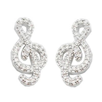 [R4202] - Silver Earrings 'Clé De Sol' Silver White (rhodium) - 16x8mm