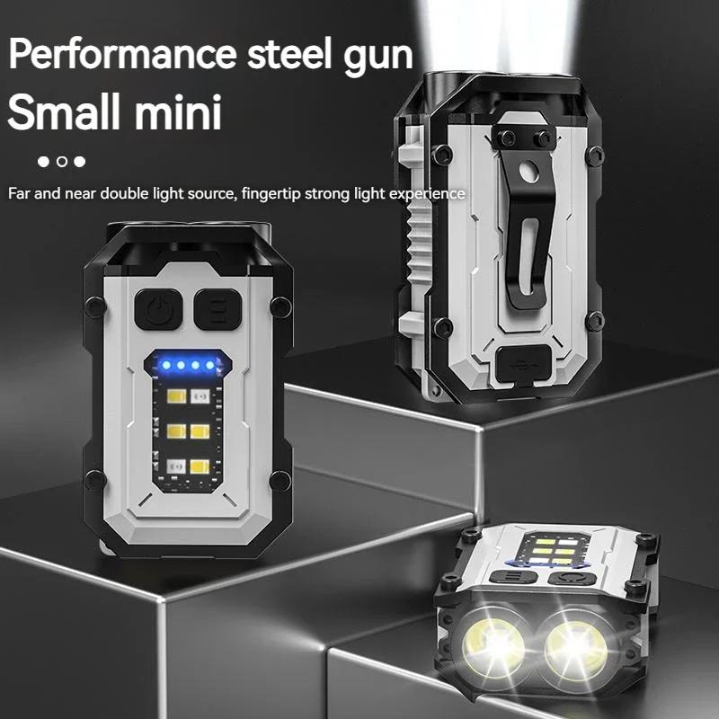 Super Bright Powerful Pocket Torch Light LED Multifunctional Linterna Magnetic COB LED EDC Mini Keychain Flashlight Rechargeable