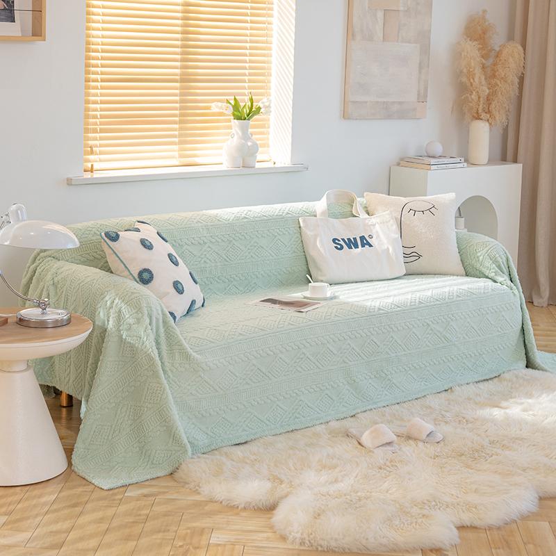 Warm yarn Sofa Towel Thicken Velvet Casual Sectional Sofa Cover Comfortable Sofa Blanket for Pets Anti-slip Protection Solid