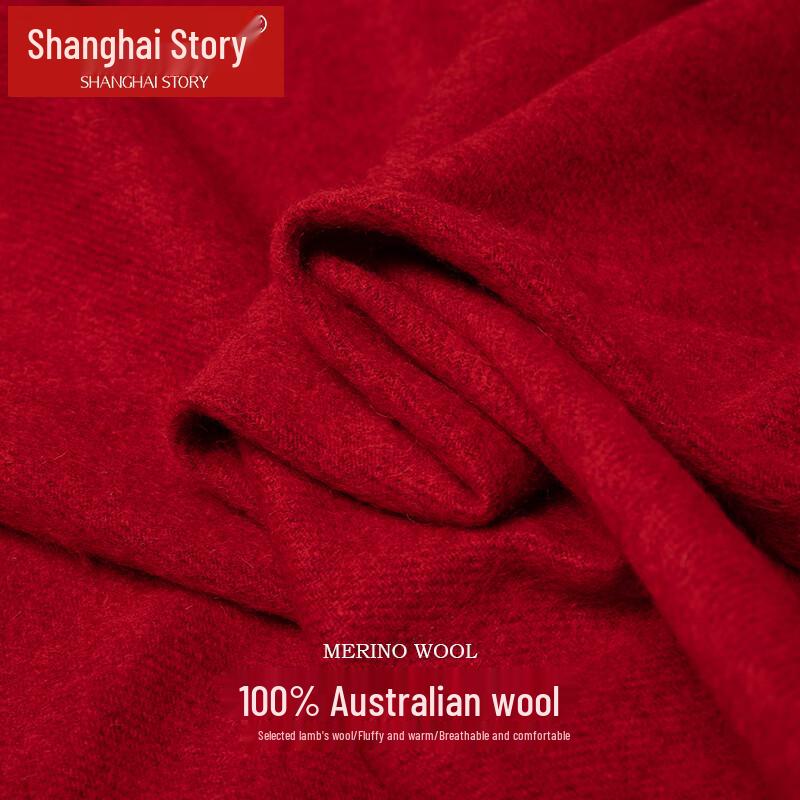 Shanghai Story Women's 100% Wool Double-Sided Shawl Scarf
