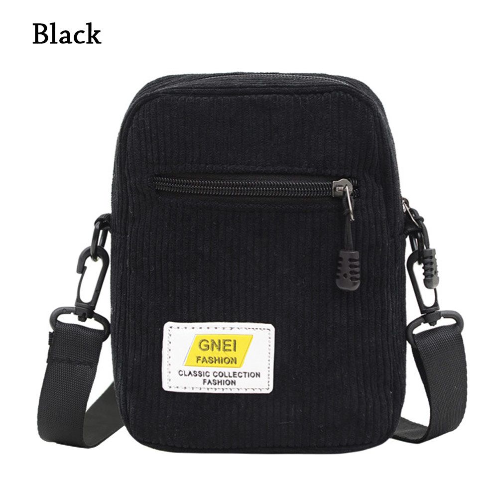 All-match Ladies Shoulder Bag Fashion Corduroy Messenger Bag Multi-layer Zipper Handbags чёрный