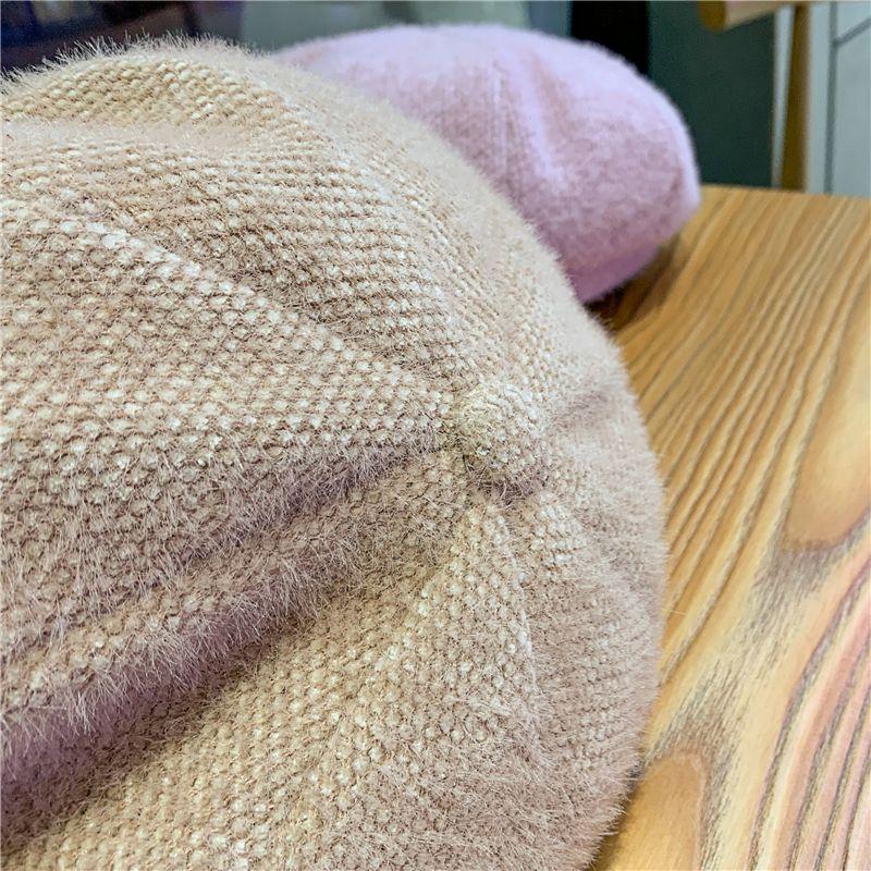 Chapeau Octogonal à Visière pour Femme Polyvalent Automne et Hiver Chaud pour Femme Béret Citrouille Couleur Unie