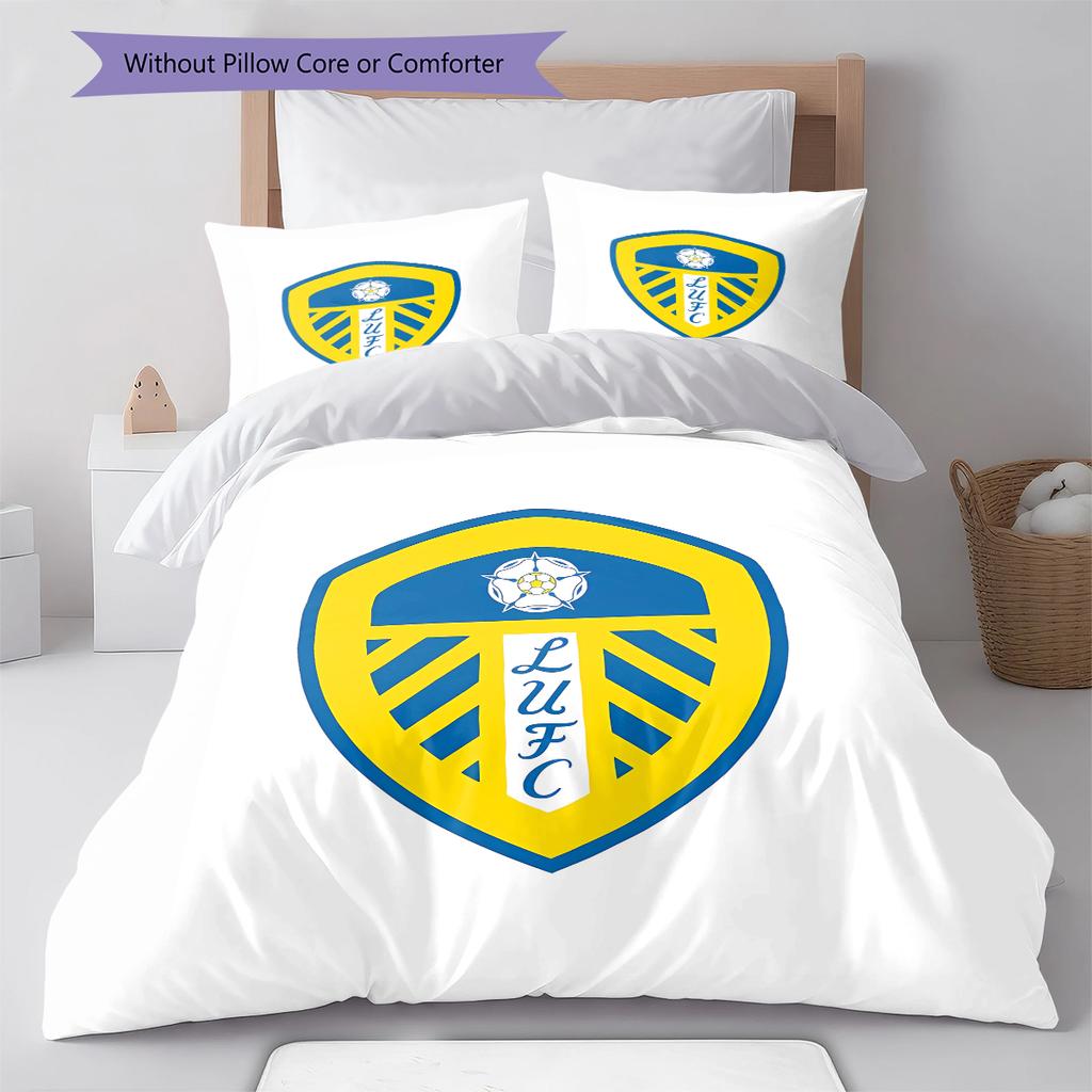 Ložní prádlo se vzorem fotbalového klubu Leeds United, Sada přikrývky Povlak na přikrývku Povlak na polštář Domácí narozeninový dárek (1 * povlak na peřinu + 2 * povlak na polštář, bez jádra)