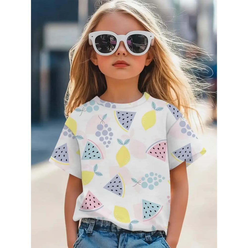 Children's Clothing Girls T-Shirt Fashion Short Sleeve Tee Summer Clothes 3D Print Children Tops Cartoon Breathable Kids T-Shirt