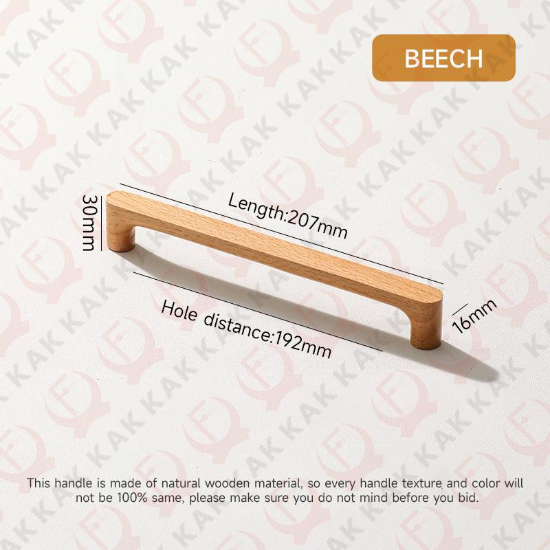 KAK Wooden Cabinet Knobs andl Handles Walnut Kitchen Cabinet Handle Pulls Beech Drawer Knobs Round Furniture Handle Hardware