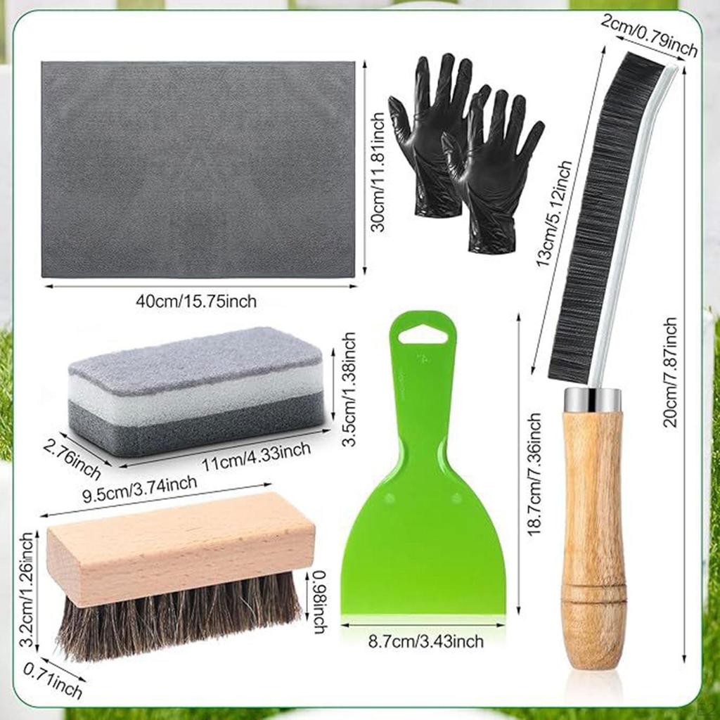 Grave Site Tombstone Cleaning Kit Stone Tool Accessory Towel Bristle Crevice Brush Scrub