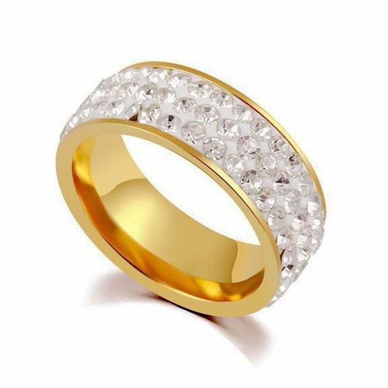 Five-row Diamond Titanium Steel Ring Women, Popular Diamond Ring Fashion Couple Diamond Ring Hand Jewelry