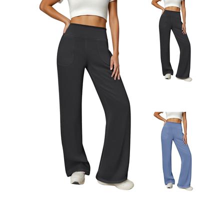 Yogahosen Damen Weitbeinige Hosen Hohe Taille Stretch Kleid Locker Lässige Jogginghosen Mit Taschen