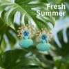 Vintage Design Sense Metal Zircon Shell Drop Earrings for Women Elegant Blue Rhinestone Scallop Earring Fashion Jewelry Gift