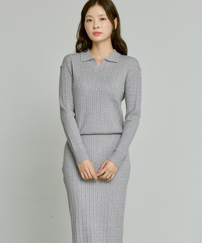 210 Edit Women'S Cable Knit Skirt [Melan Grey]_Zf4Ss535