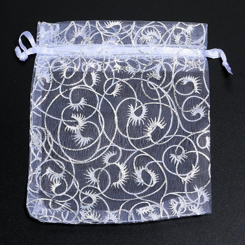 

10pcs/lot Multiple Color Size Organza Gift Bags Fashion Jewelry Pouch Favor Wedding Party Gift Bag Christmas Bags Packing 7X9cm білий