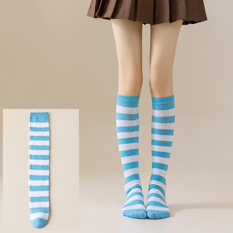 1 Paar knielange schwarze weiße rosa Wadenstrümpfe warme gestreifte Socken für Jungen Mädchen japanischer Stil bunte gestreifte Socken