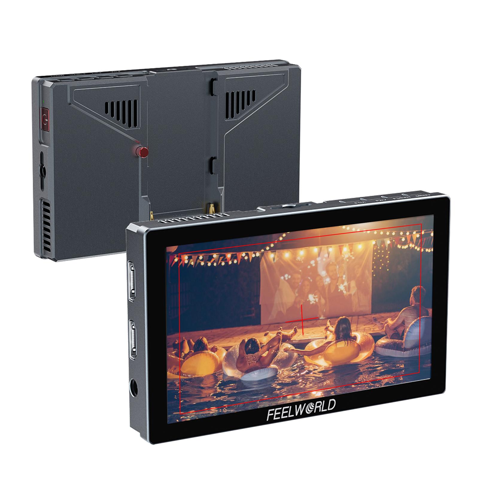 FEELWORLD P6X 5.5-дюймовый полевой монитор для DSLR-камеры, корпус из алюминиевого сплава, видеомонитор, сенсорная панель управления, вход/выход 4K HDMI чёрный