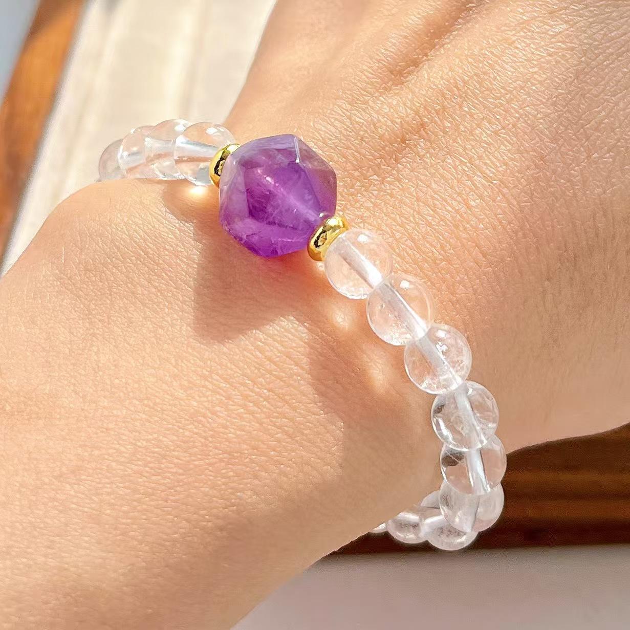 Guofeng 6Mm White Asai White Crystal Amethyst Design Bracelet Bracelet